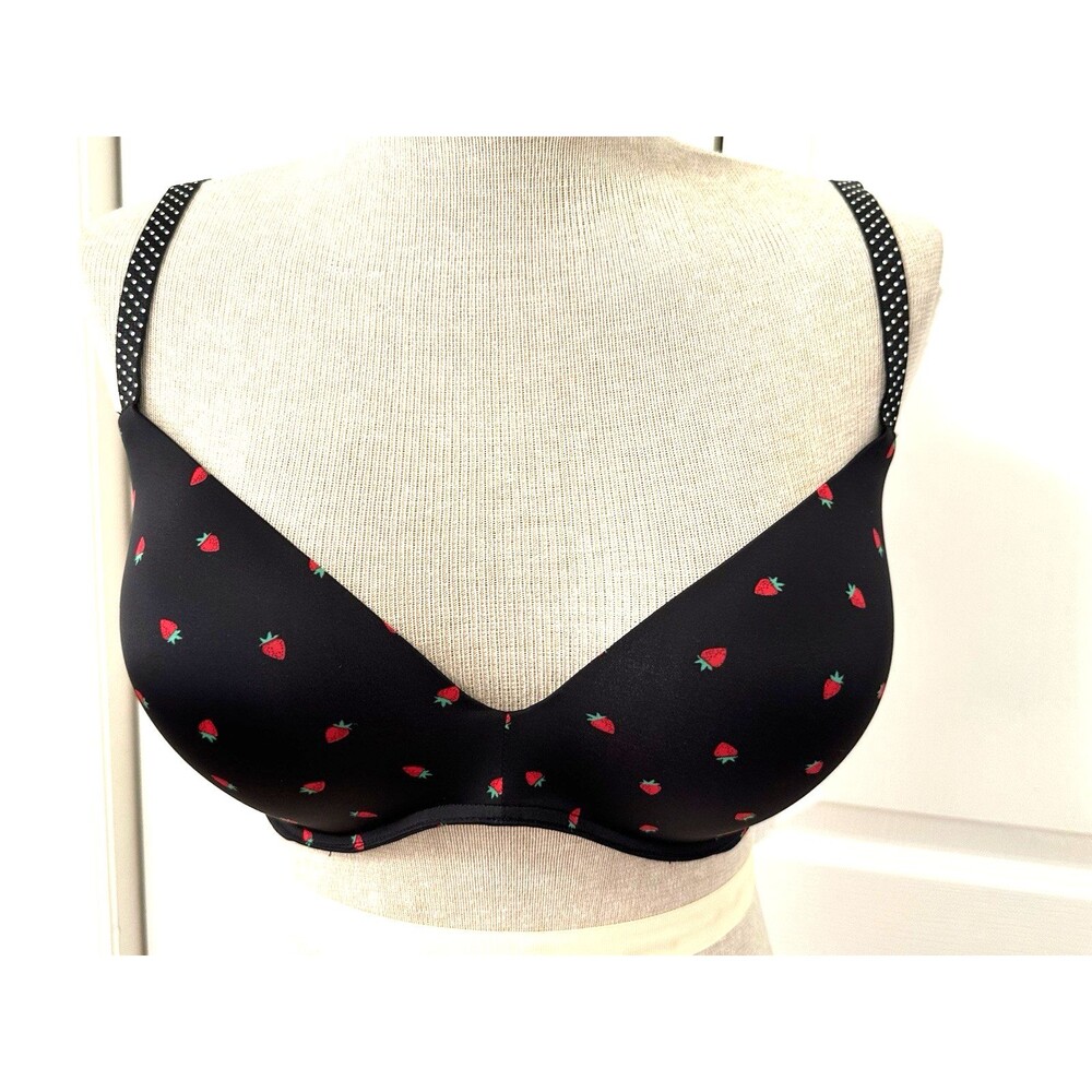 Victoria's Secret Black Strawberry Print- Wireless 34DDD